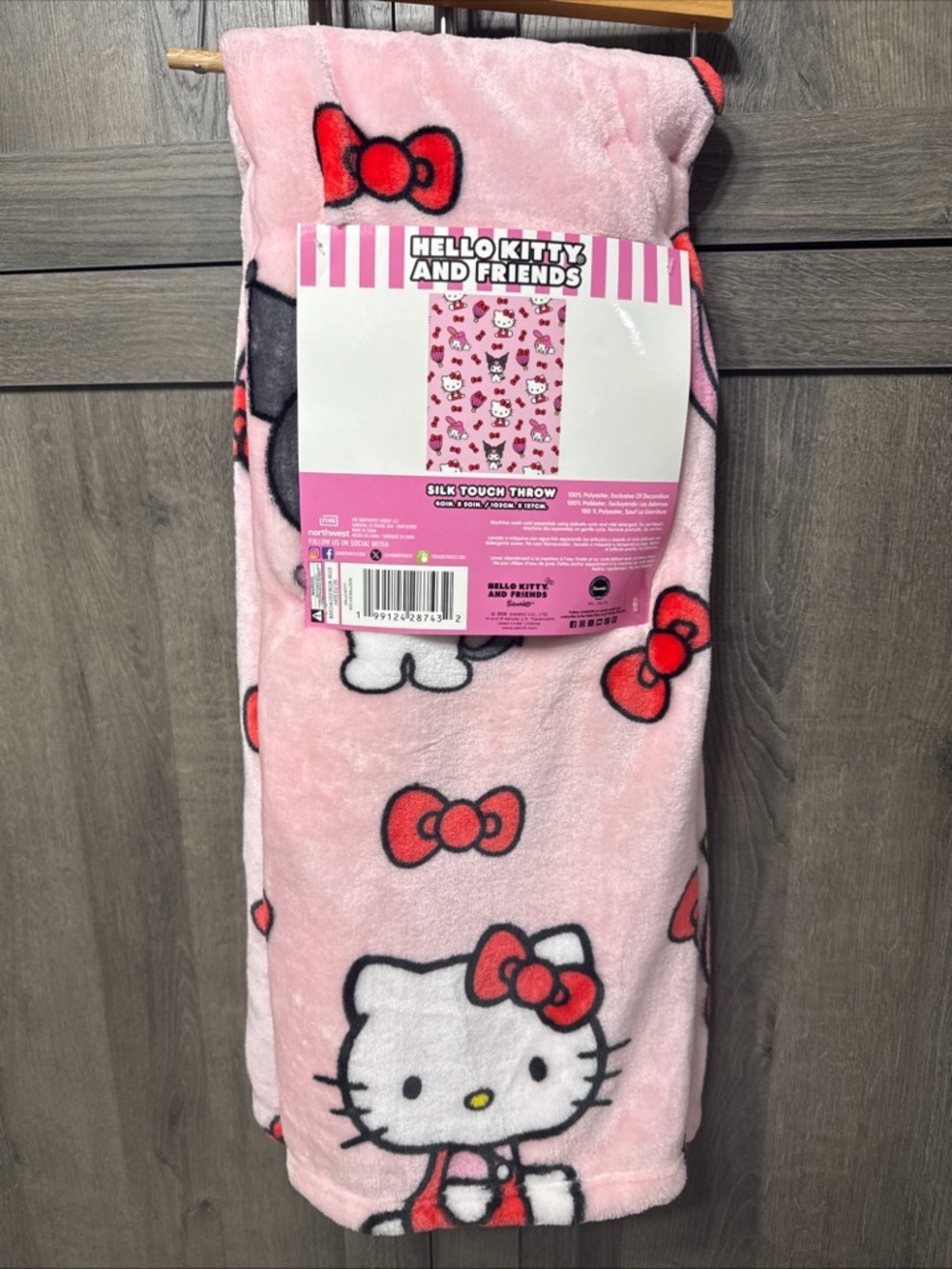 New Hello Kitty & Friends Hot Air Balloon Pink 40" x 50" Preschool Throw Blanket